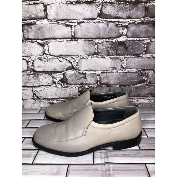 Sam Bork Fog Gray Leather Loafers Rubber Sole Dress Shoes Men’s Sz 8.5M US/42EU - Picture 4 of 16